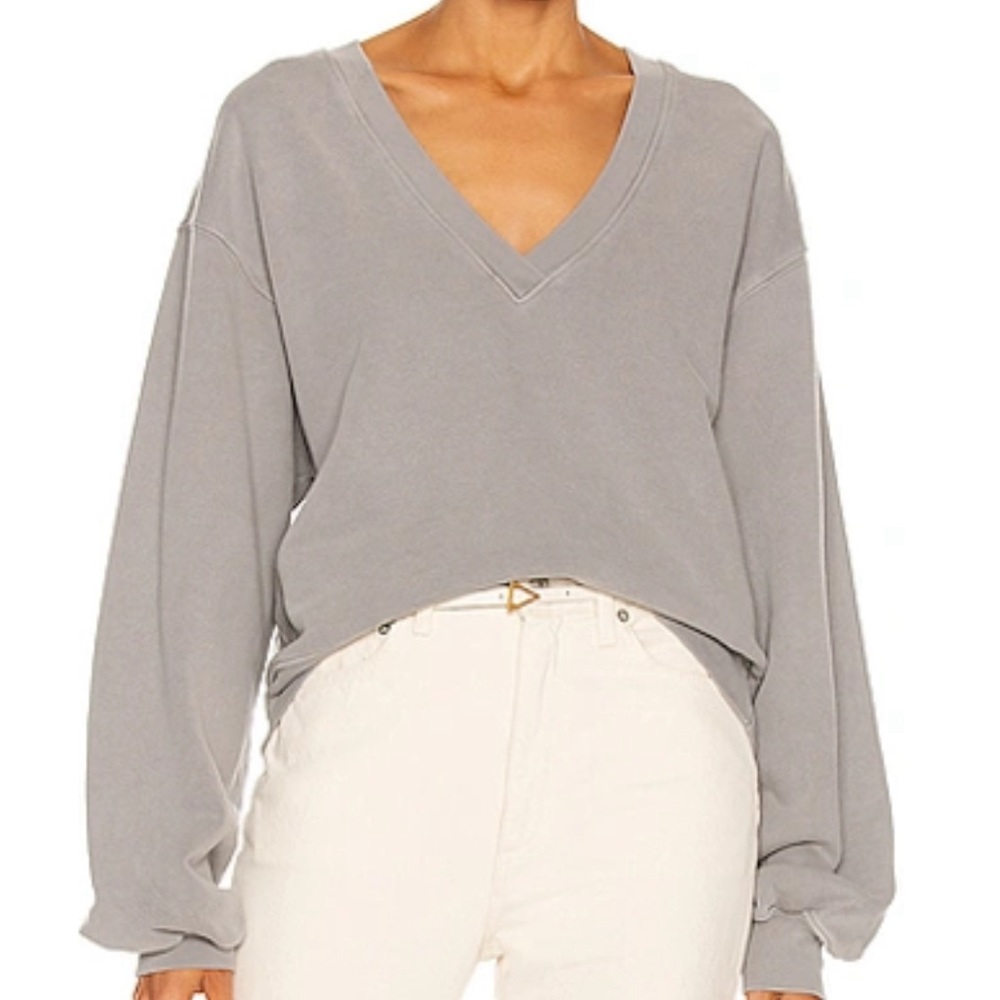 Agolde Blue Grey Balloon Sleeve Sweatshirt